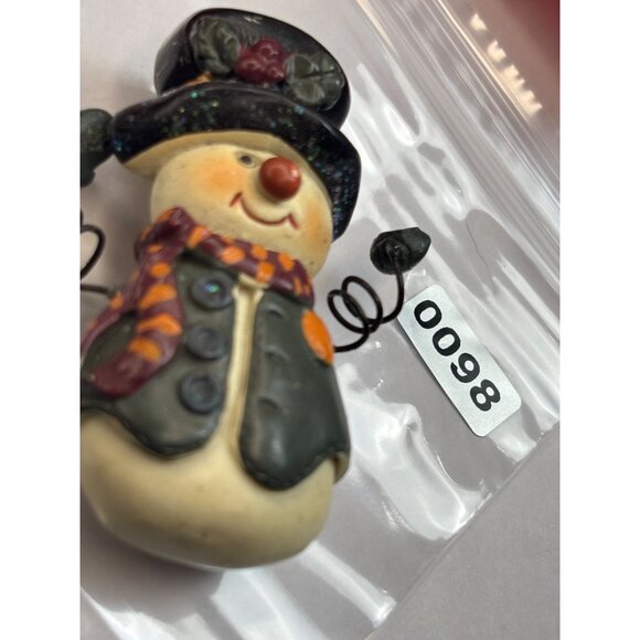 Vintage Snowman Brooch Pin With Hat & Scarf 2" Hand-Painted Holiday Accessory - Picture 2 of 5